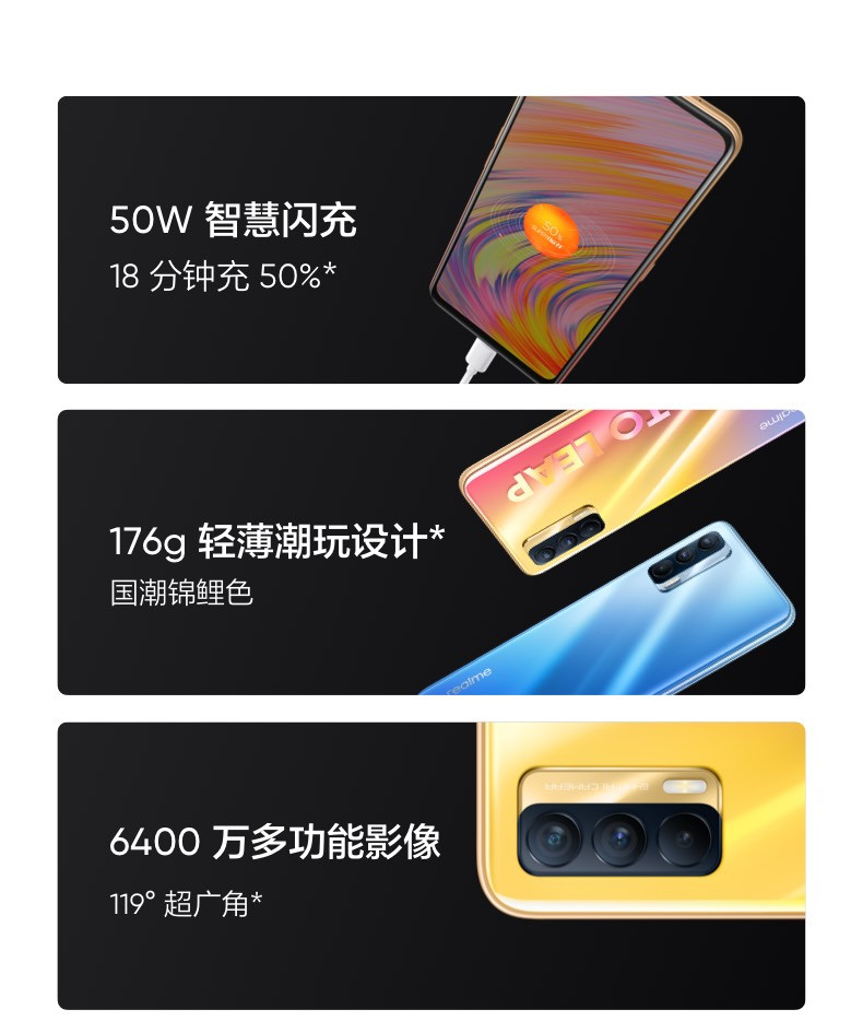 realme 真我V15 6+128GB 6400万像素 50W智慧闪充 双5g游戏手机