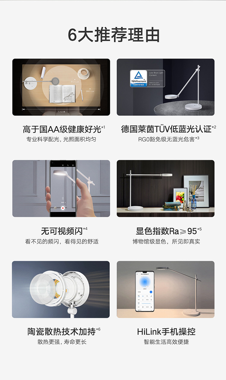 华为/HUAWEI 柔光护眼圆盘台灯 国AA级照度 减蓝光低频闪 陶瓷散热技术