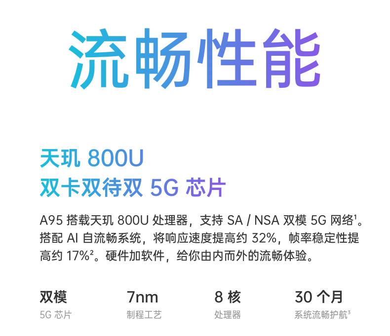 OPPO A95 8+128GB 5G新品手机 超清护眼屏4800万三摄游戏拍照智能手机