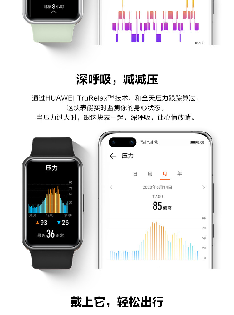 【领劵立减100元】华为 WATCH FIT 华为手表运动智能手表方形 时尚轻薄/华为快充/全屏触摸