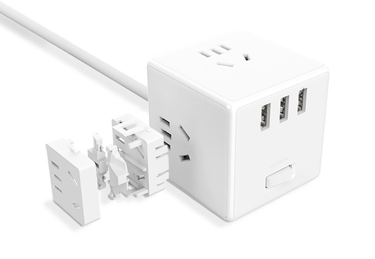 小米米家魔方转换器/有线版智能USB插座/插线板/插排/插板/接线板 3USB接口 全长1.5米
