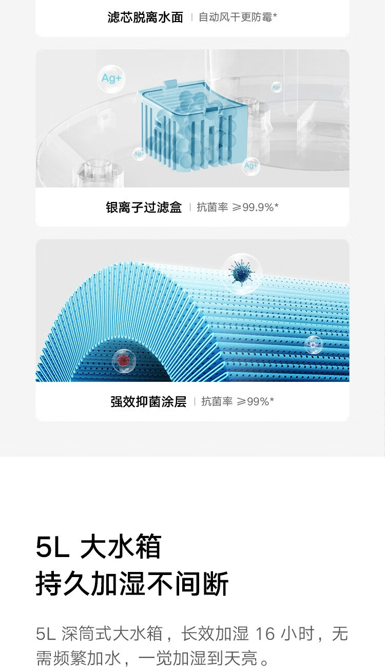 小米/MIUI 无雾加湿器2  600ml/h大雾量大容量大面积 纯净式蒸发轻音上加水智能