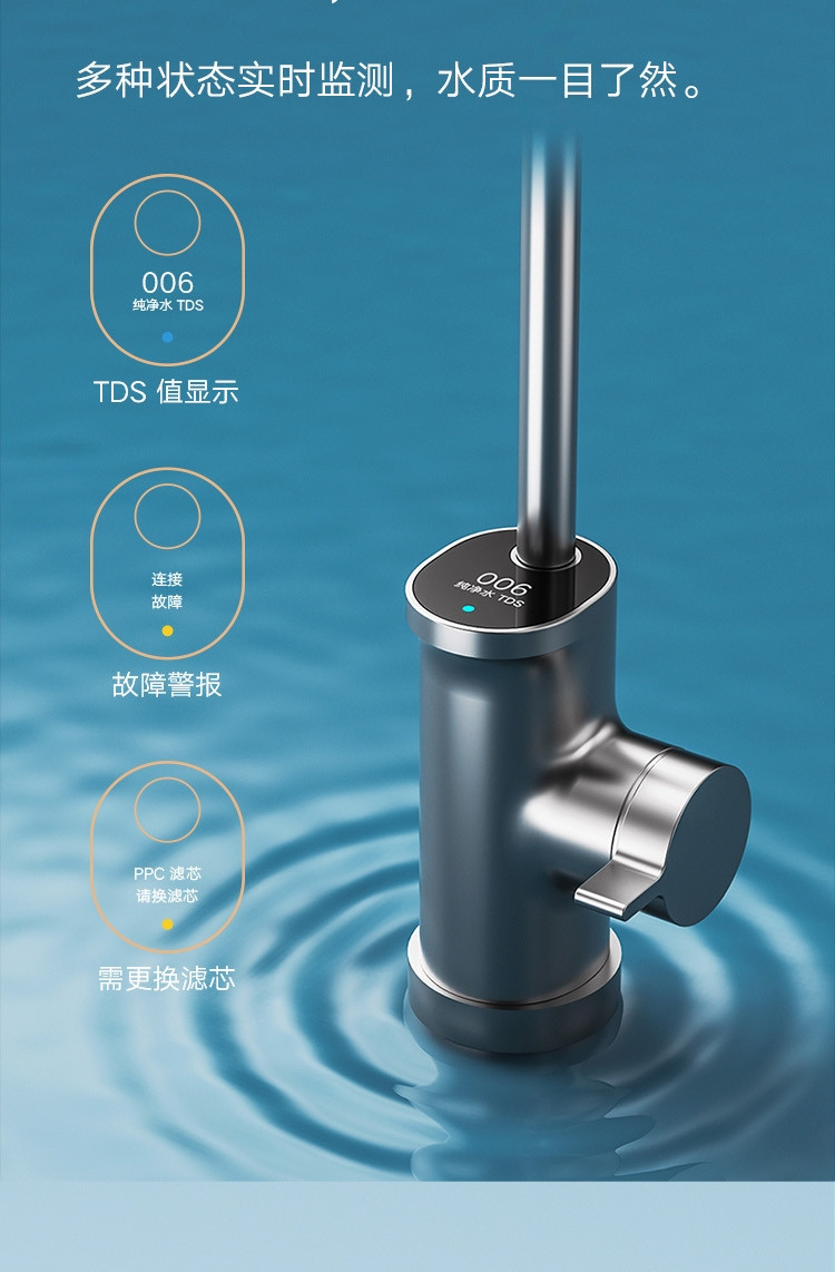 米家净水器家用净水机长效1200G 厨下式直饮机 3秒一杯水 5年长效RO滤芯