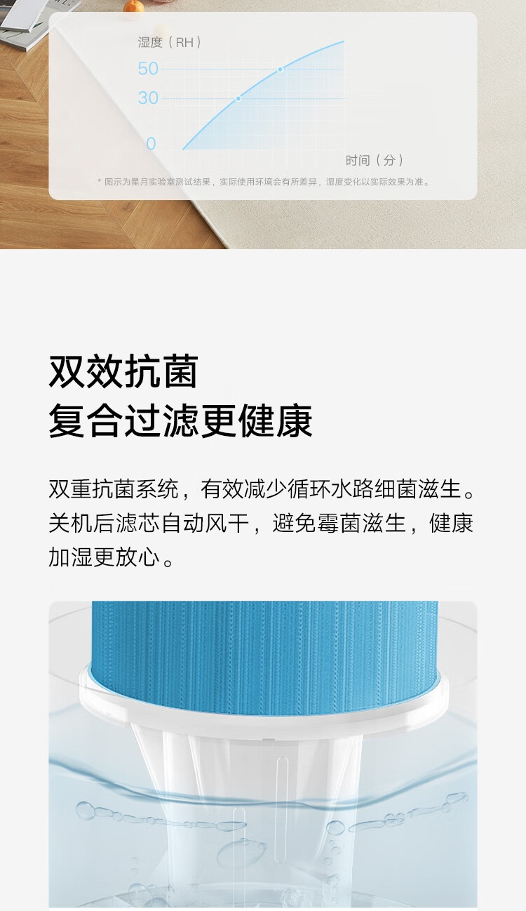 小米/MIUI 无雾加湿器2 卧室家用办公室婴儿孕妇 600ml/h大雾量大容量大面积