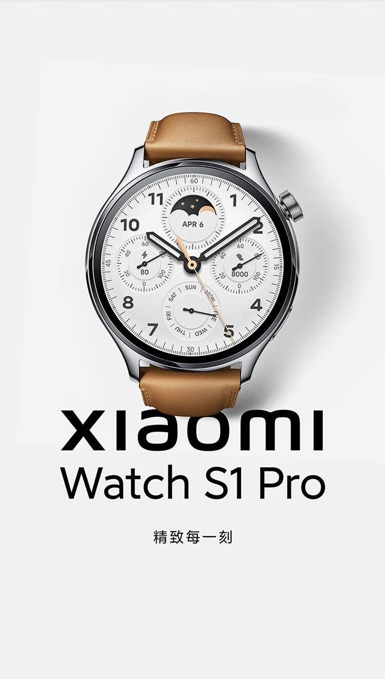 小米/MIUI Watch S1 Pro 手表 S1 Pro 银色不锈钢表壳（真皮棕色表带）