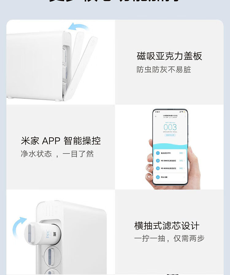 小米/MIUI 双核净水器1000G 家用净水机厨下式直饮机 无罐直饮水 5年长效RO滤芯