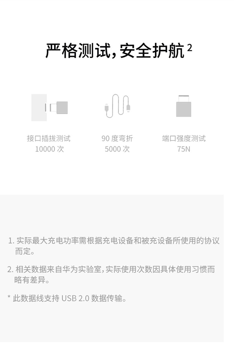 华为/HUAWEI 6A数据线 USB Type-C转USB Type-C #线长1m高品质线芯