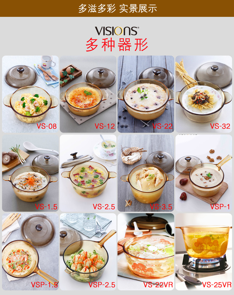 Corelle Brands康宁 1.25L晶彩透明玻璃汤锅VS-12(NPC)