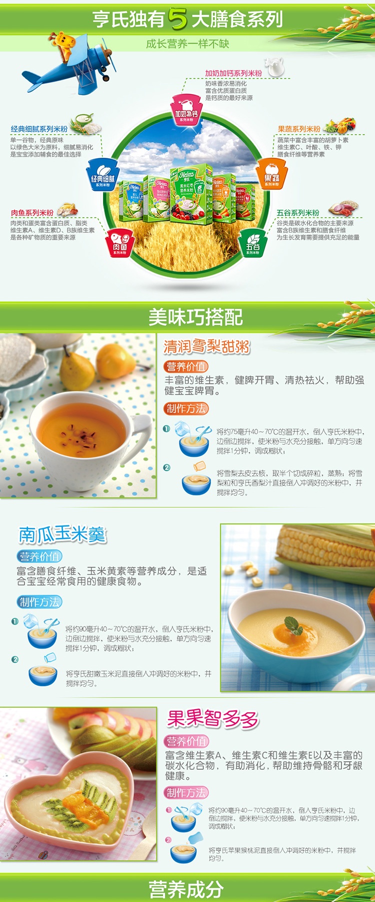 Heinz/亨氏 淮山薏米营养米粉 辅食初期-36个月 225g/盒