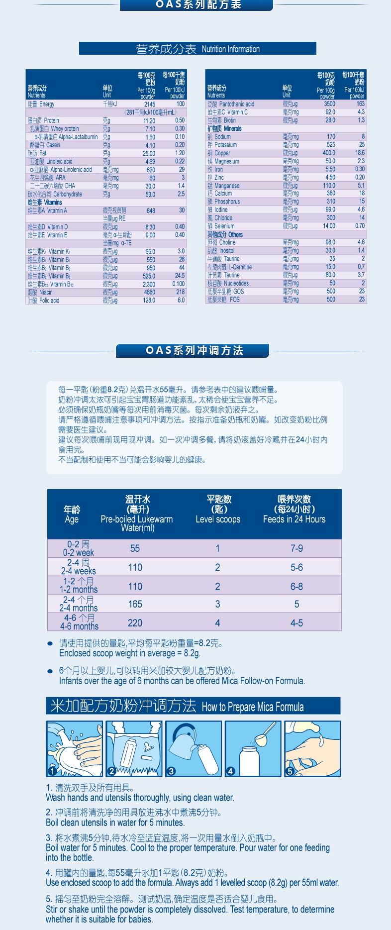 澳洲进口自主吸收系列米加Mica婴儿配方奶粉1段（0-6月）2罐装