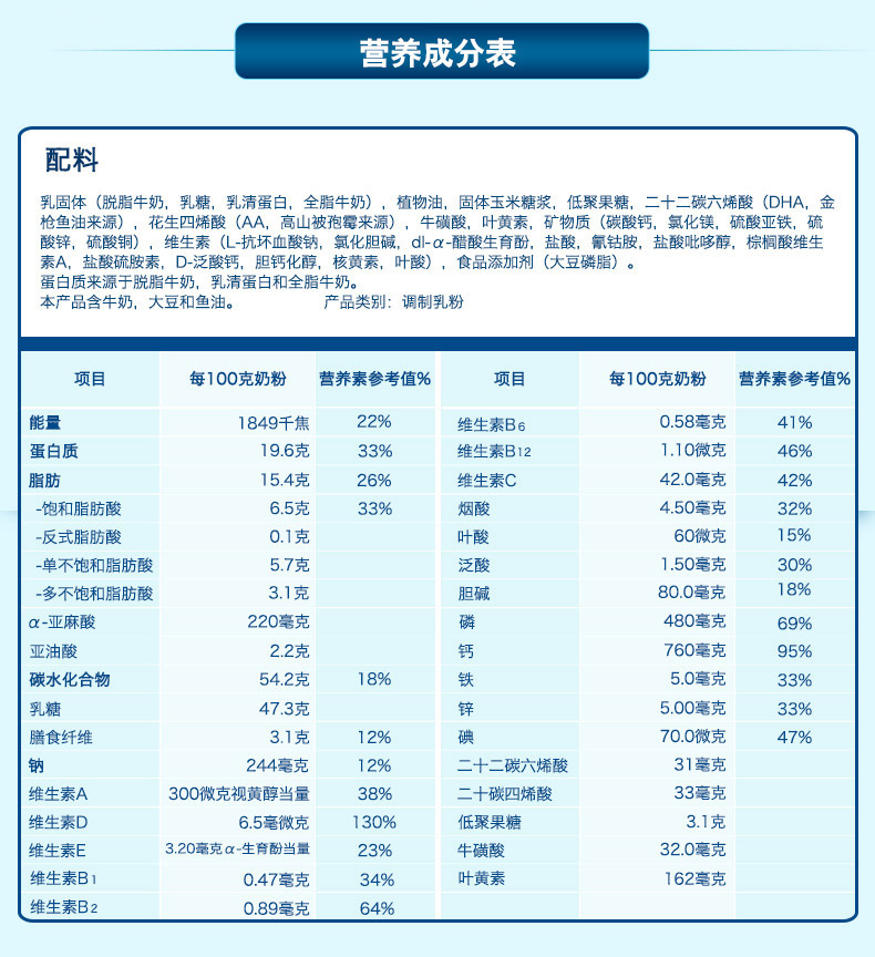 米加儿童配方奶粉 澳大利亚原装进口（3-6周岁）均衡营养800g