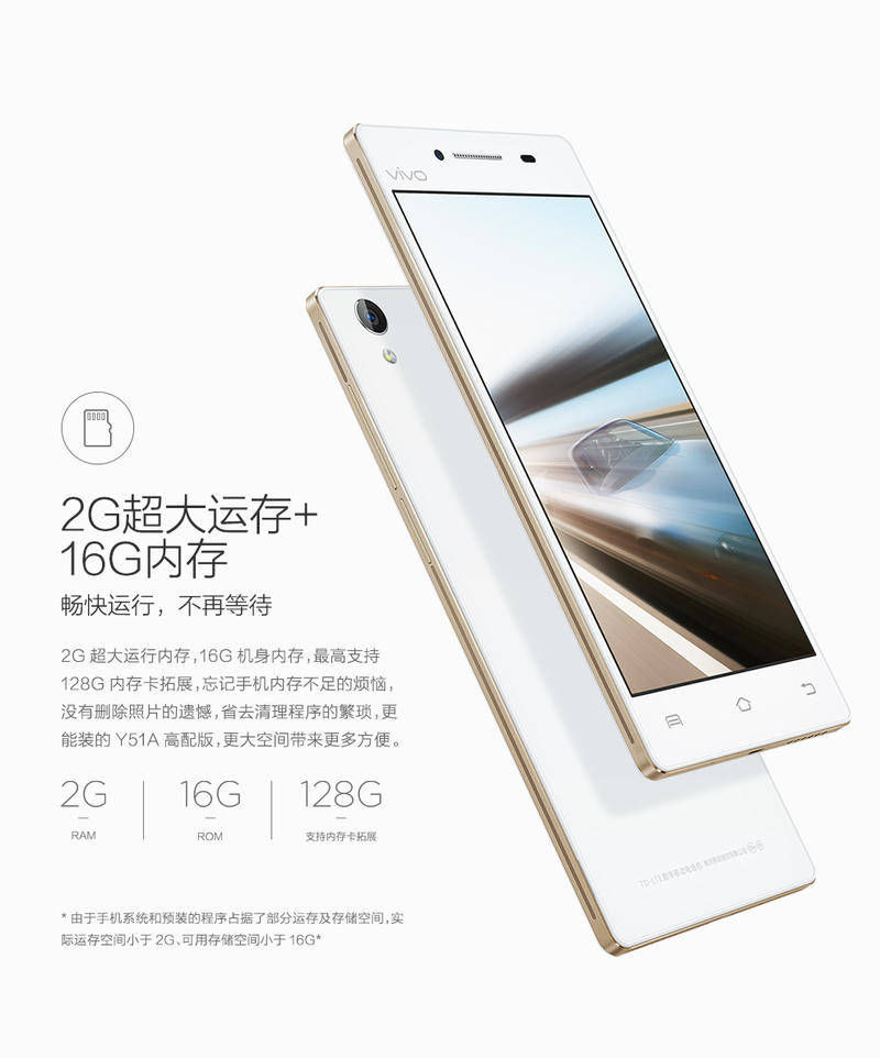 vivo Y51A 移动联通电信 全网通4G手机 双卡双待 流光白