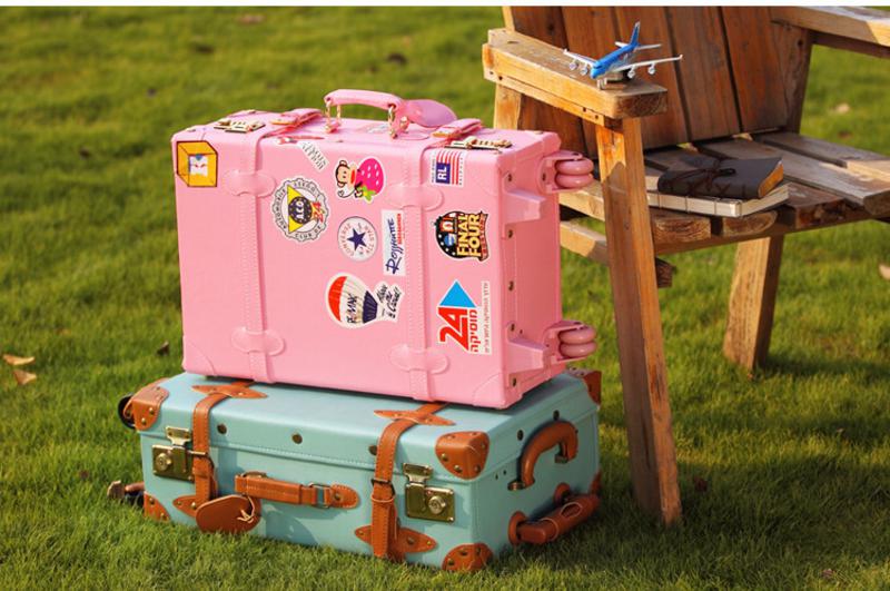 马卡龙系复古拉杆箱万向轮 韩国旅行箱包 登机箱 旅行箱 行李箱男女22寸皮箱