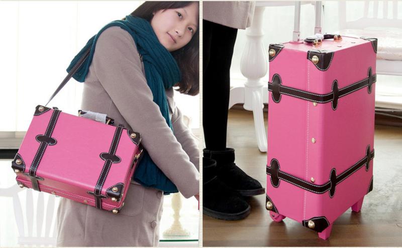 时尚男女复古拉杆箱 万向轮 韩国旅行箱包 行李箱皮箱 12+24寸两件套