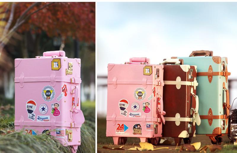 万向轮男女复古拉杆箱学生韩国旅行箱包 行李箱女24寸皮箱