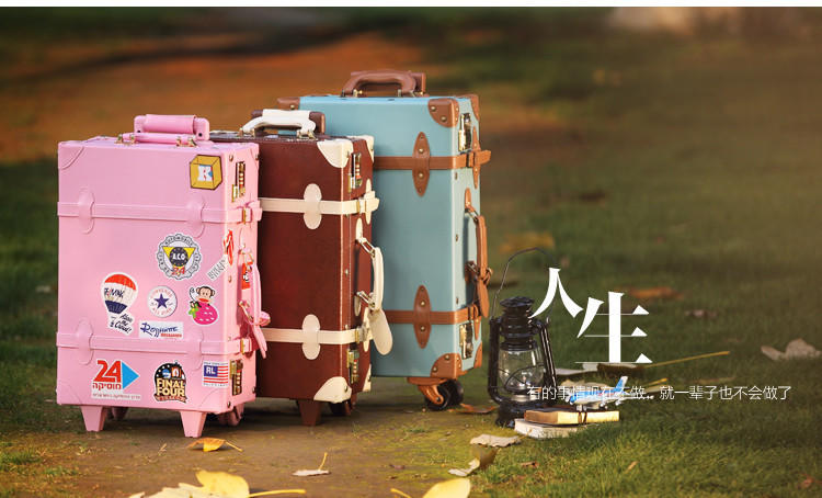 马卡龙系复古拉杆箱万向轮 韩国旅行箱包 登机箱 旅行箱 行李箱男女22寸皮箱
