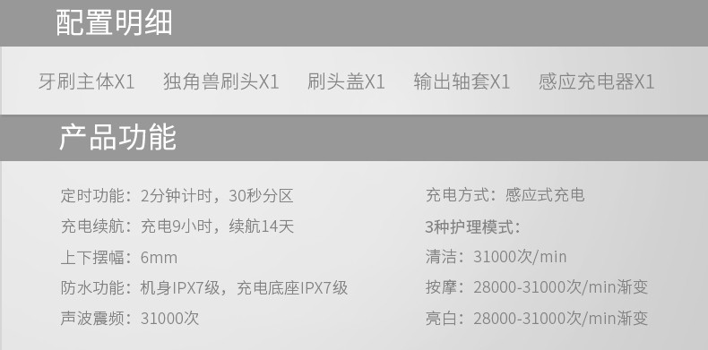 力博得/Lebond 极悦IN系列电动牙刷成人充电式家用智能声波震动美白防水自动软毛电动