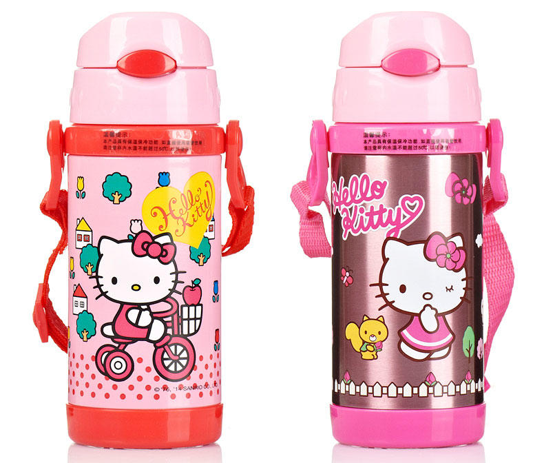 Hello Kitty保温水壶儿童保温软吸管水壶学生水壶