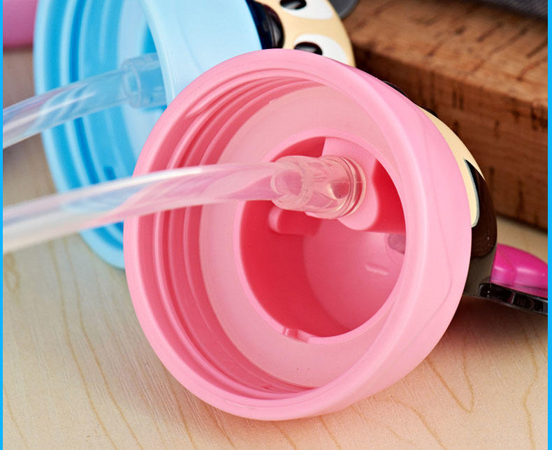 正品迪士尼儿童塑料吸管杯创意便携学生水杯可爱卡通运动水壶