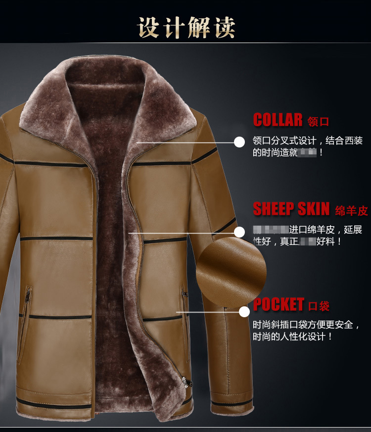 汤河之家 男士冬季新款皮衣皮毛一体大衣 新款时尚男装中长款潮外套	qz-168