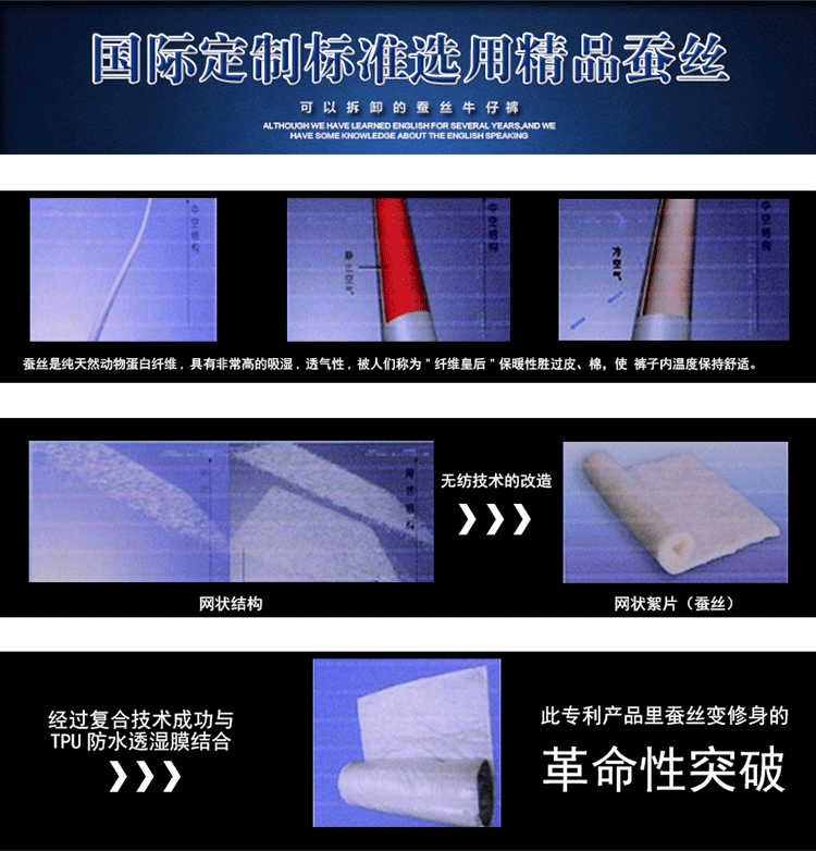 汤河之家秋冬可脱卸内胆蚕丝裤男新款品牌高档弹力直筒男式牛仔裤棉裤男装