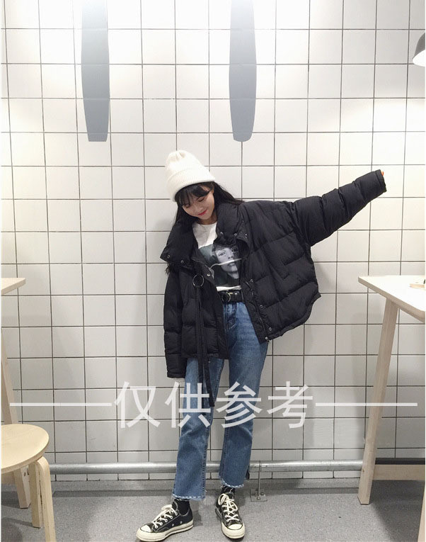 施悦名新款女式棉衣宽松立领大码圆环棉服外套女