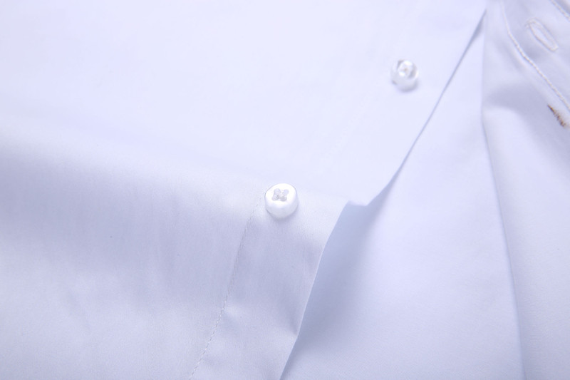 汤河之家新款男士长袖衬衫 纯棉立领衬衫 男中式白色上班商务职业装衬衣