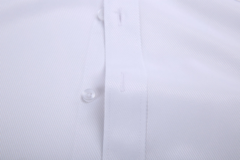汤河之家男士长袖商务斜纹纯白色法式衬衫长袖正装韩版高棉袖扣衬衣修身型