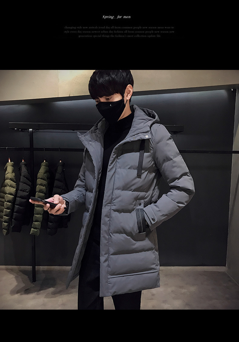汤河之家2018新款韩版男士修身中长款连帽外套