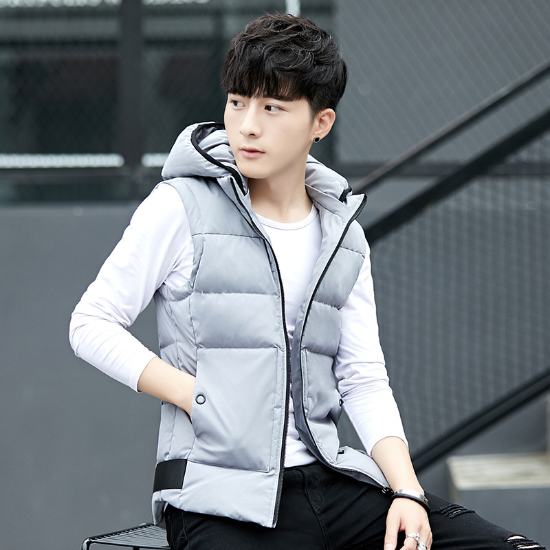 汤河之家2018棉马甲男士修身韩版青少年无袖拉链厚青春流行外套背