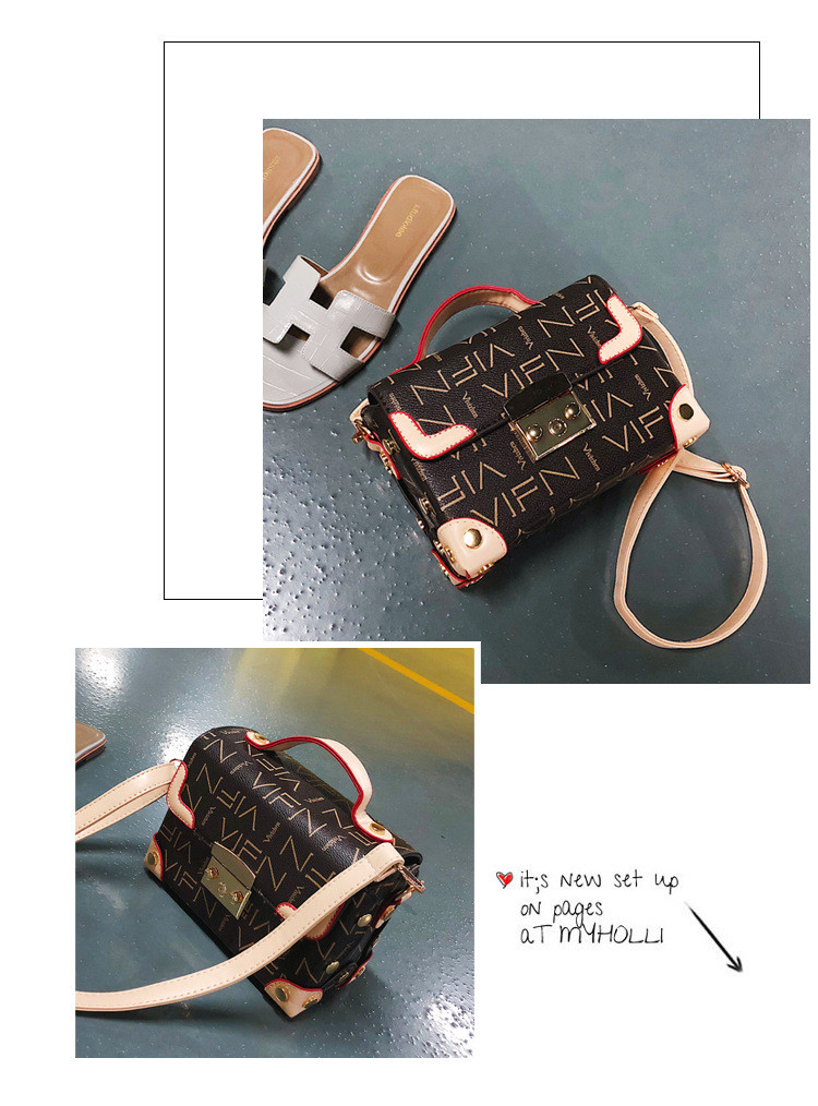 韩版风范超纤PVC女包手提包印花字母单肩斜挎包小方包