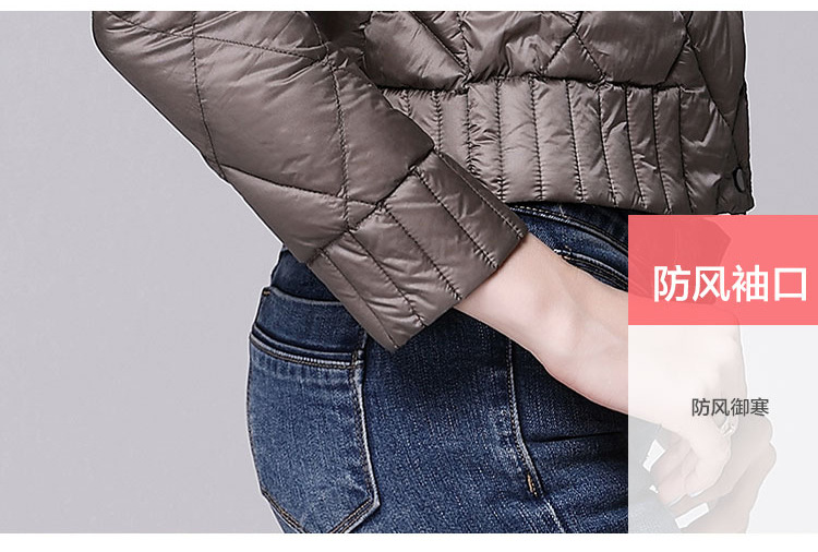 施悦名2018冬季新款韩版圆领轻薄女士修身羽绒服短款轻羽绒大码女装外套