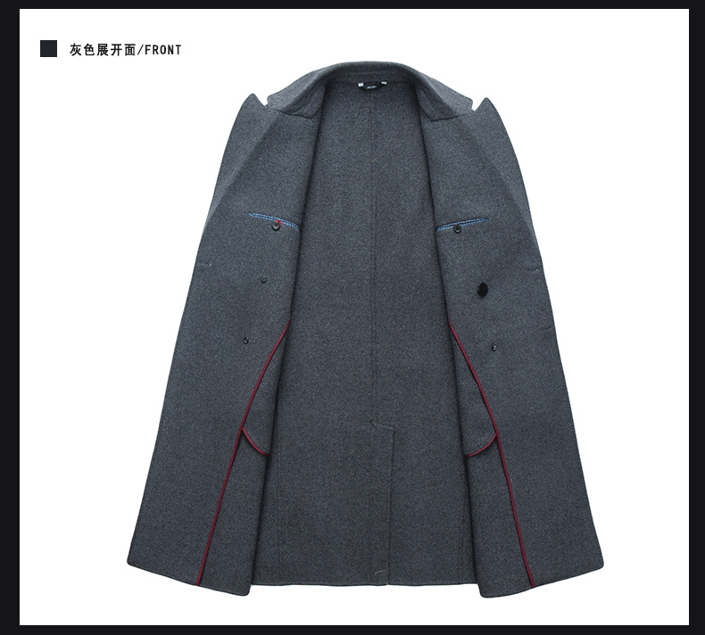 汤河之家2018冬季新款长款男士双面羊绒大衣个性时尚毛呢外套韩版双排扣羊毛大衣男