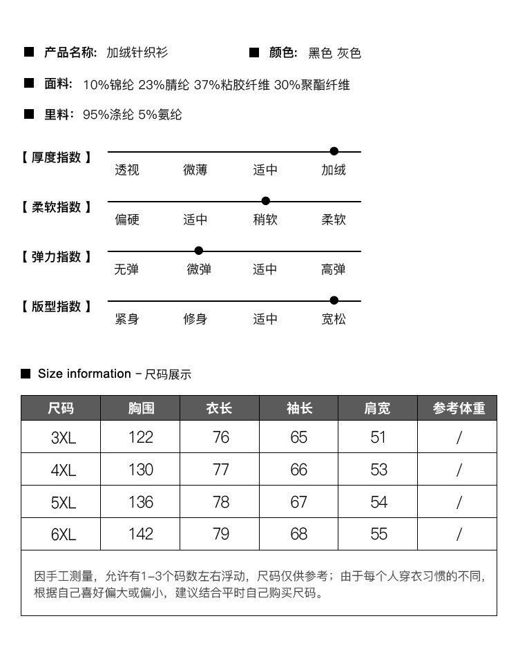 汤河之家2019加肥加大男冬加绒保暖帅气提花针织衫肥佬休闲宽松圆领毛衣