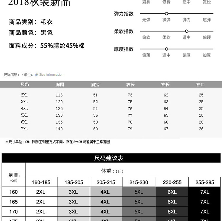 汤河之家2019潮牌大码男装 胖子宽松黑色打底衫加肥加大毛衣针织衫秋冬季