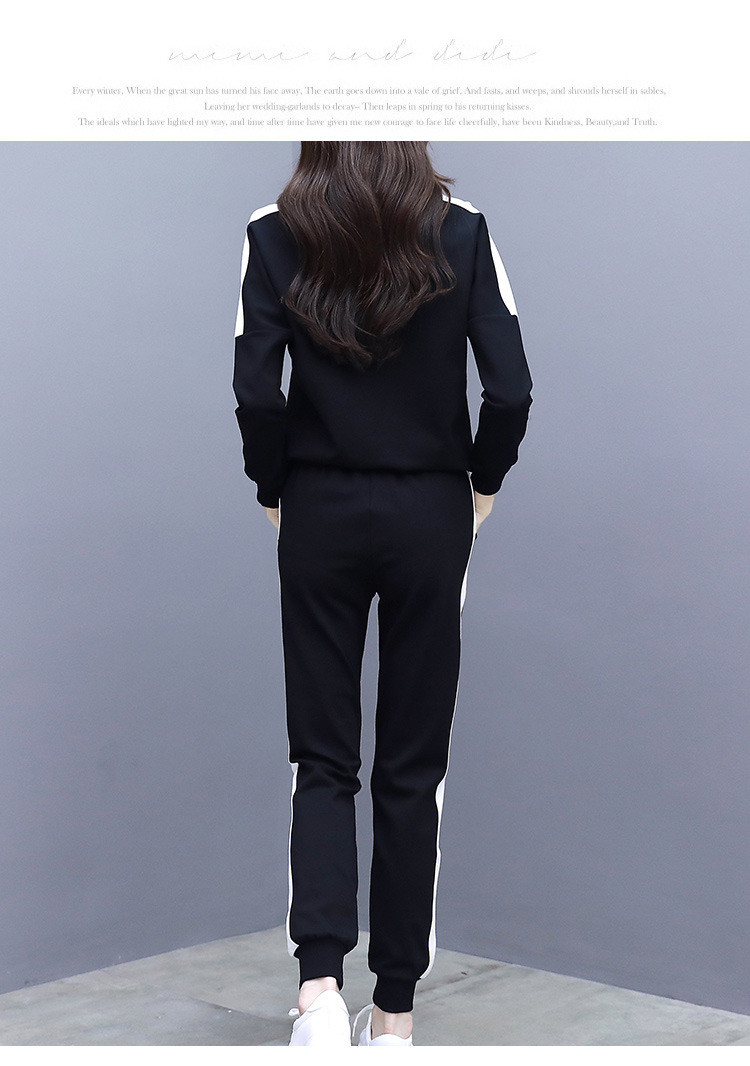 施悦名 休闲运动套装女春秋新款韩版潮学生宽松显瘦跑步服卫衣两件套