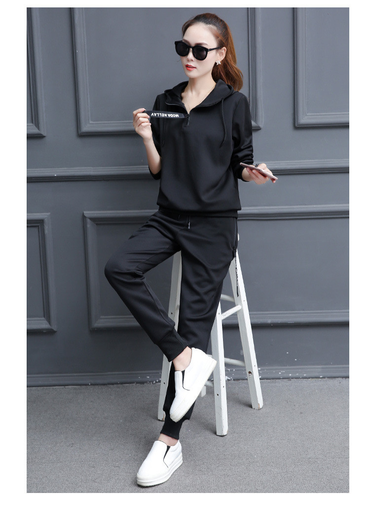 施悦名 2019春季韩版新款时尚休闲运动套装女卫衣+女裤两件套运动服女装