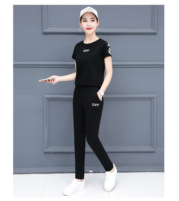 施悦名 运动套装女夏2019新款韩版时尚宽松短袖T恤短裤休闲两件套