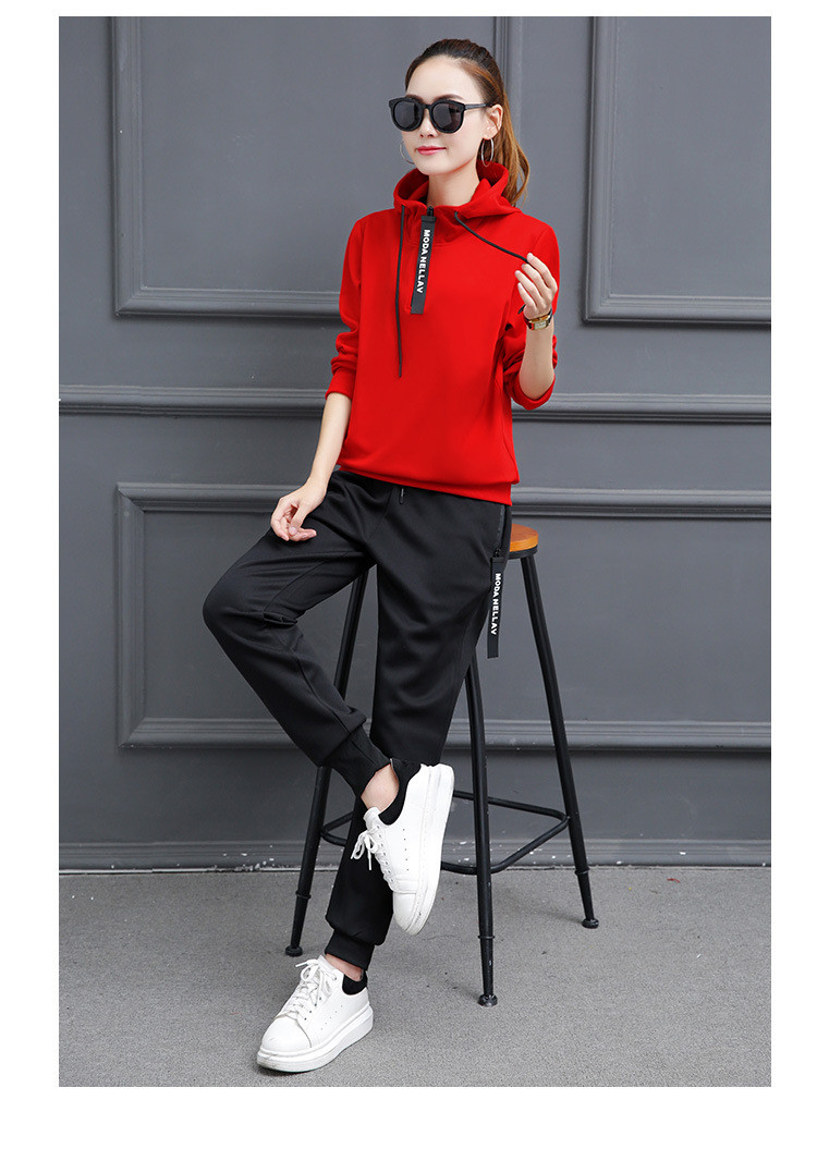 施悦名 2019春季韩版新款时尚休闲运动套装女卫衣+女裤两件套运动服女装