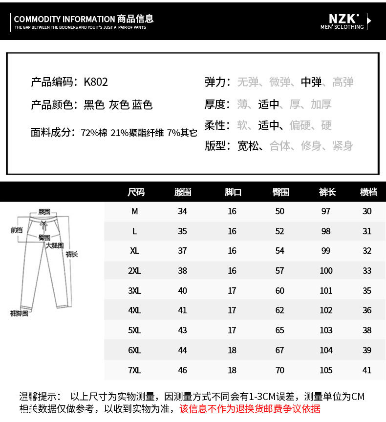 汤河之家 2019春秋款牛仔裤男宽松休闲长裤子潮流大码小脚工装哈伦裤