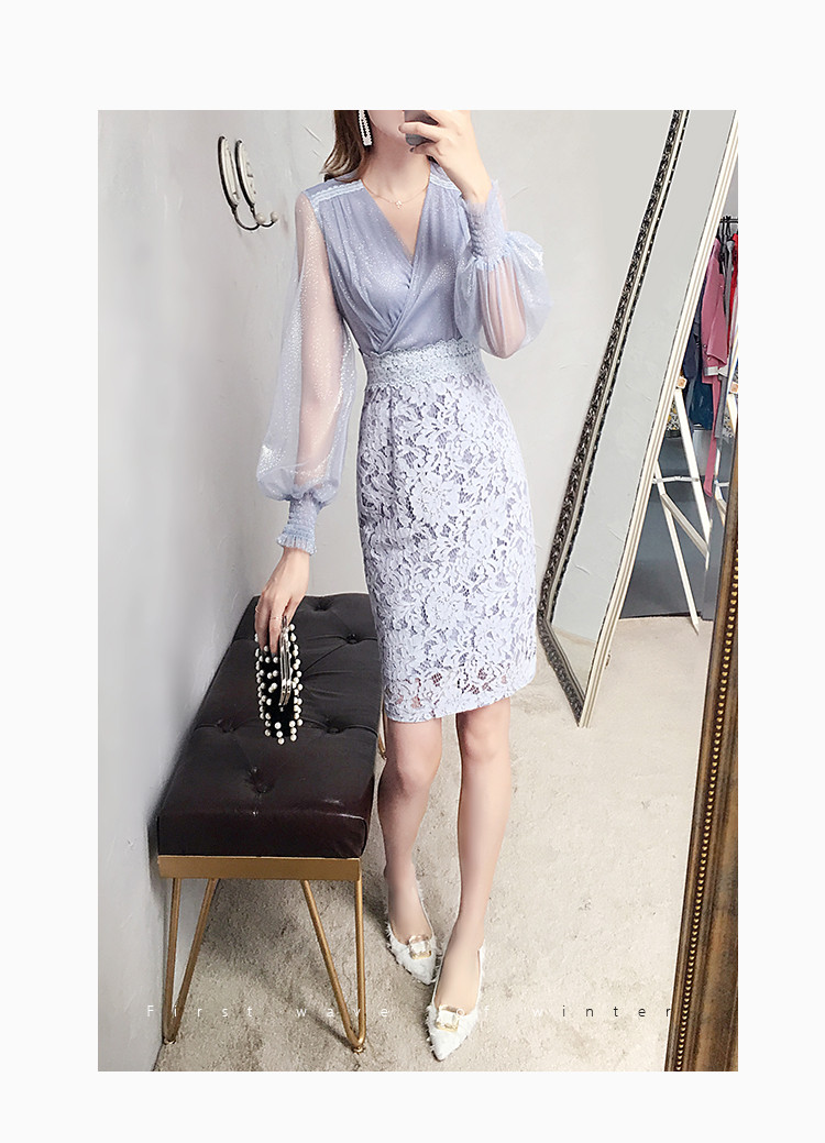 施悦名 夏装2019新款很仙的法国小众连衣裙气质显瘦网纱蕾丝包臀裙子春季