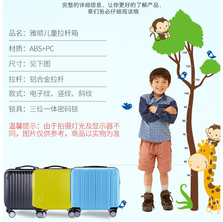 小童马 雅顺18寸ABS磨砂拉杆箱万向轮旅行箱可登机儿童行李箱C