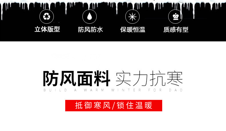 汤河之家  中年男士中长款棉衣冬季可脱卸帽加厚保暖宽松爸爸装外套加绒棉服B