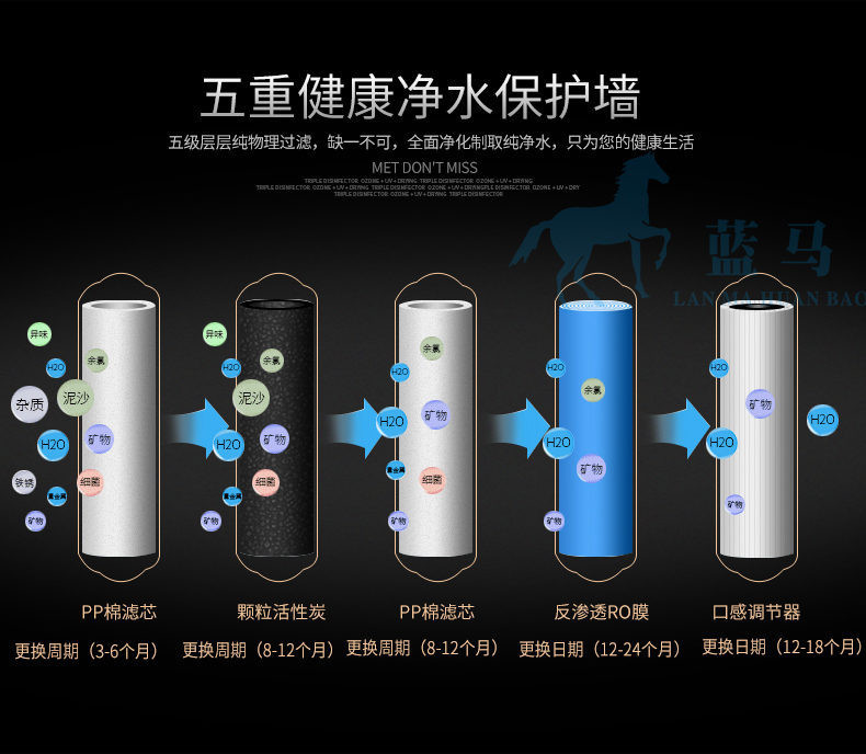 汤河店 除垢净水器家用纯水机 厨房净水机水龙头直饮