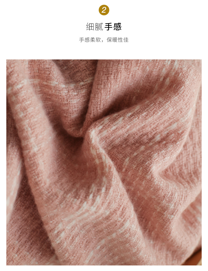 施悦名 新品推荐 韩版女人味针织纯羊绒围巾 61X188CM 240克A