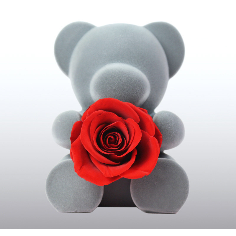 汤河店 创意礼物植绒熊永生花丘比特熊保鲜玫瑰花送女朋友结婚求婚礼品