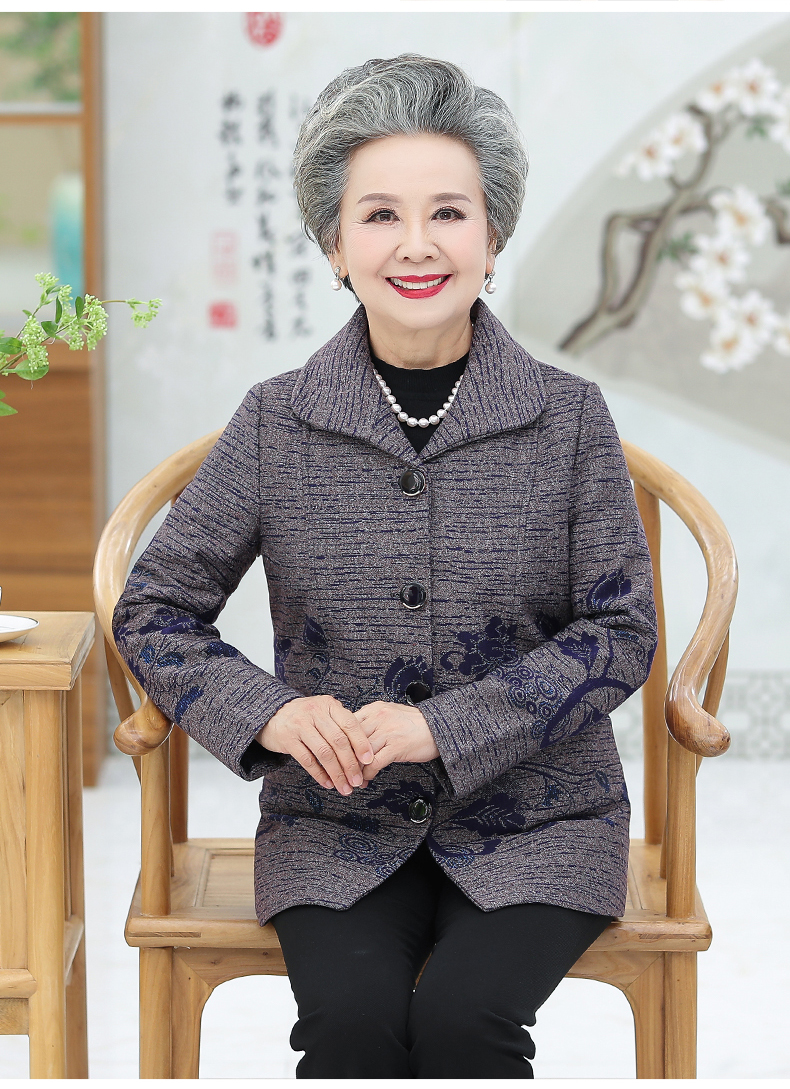 洋湖轩榭 中老年人秋装女外套妈妈装春秋外衣奶奶秋天服饰老人衣服素雅太太A