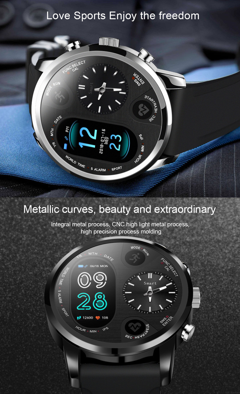 汤河店 智能手表手环 心率运动睡眠监测双时区显示智能手表A