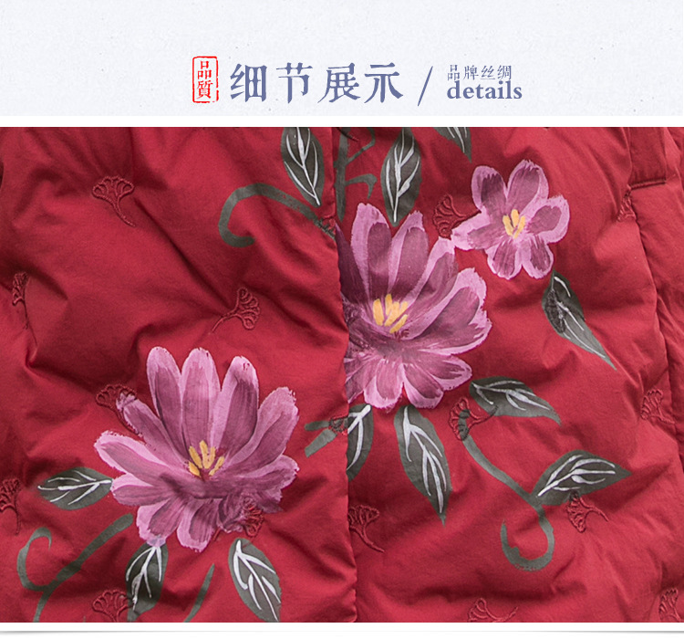 施悦名 大码妈妈羽绒服女2019冬新款韩版烫花保暖加厚白鸭绒短款鹅绒服A