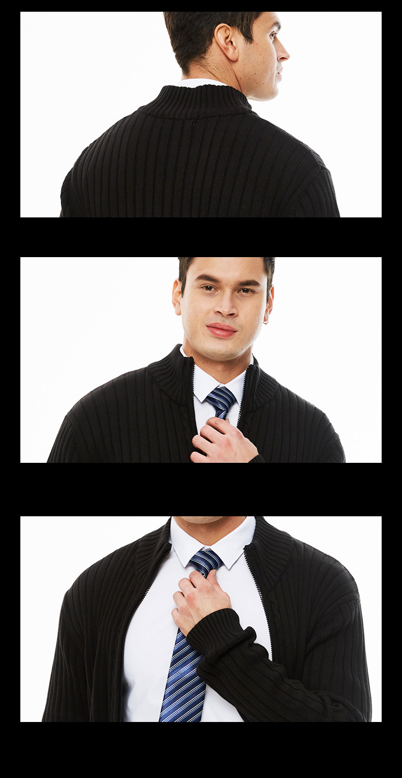 汤河之家  冬季新款欧美大码针织衫男时尚潮流男士毛衣针织纯色毛衣外套C